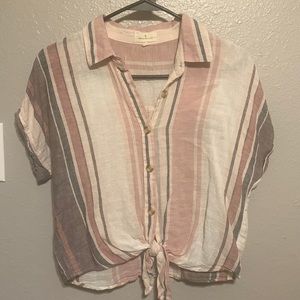 Thread and Supply Crop Strip button up w/ Collar & Tie